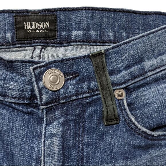 HUDSON Women’s Crop Rita Super Skinny Jeans Leather Trim 24 - Picture 4 of 11